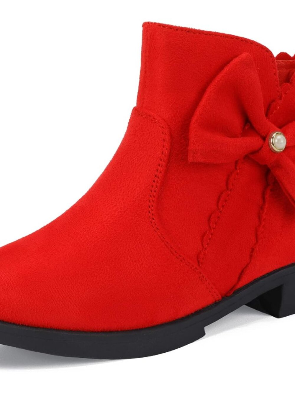 Toddler Girls Ankle Boots Pearls Bow Low Heel Dress Booties